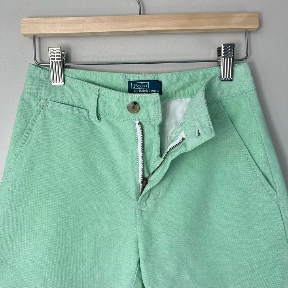 VTG Polo Ralph Lauren Kids 8 Mint Green Classic Khaki Pants Chinos Yellow Pony